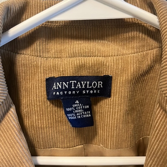 Ann Taylor Corduroy Tan Blazer Jacket Size 4 - Picture 4 of 5
